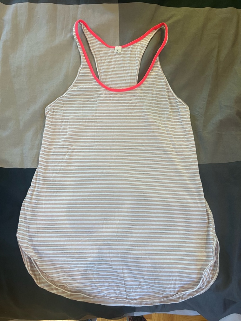 lululemon athletica White and Pink Striped Racerback Tank